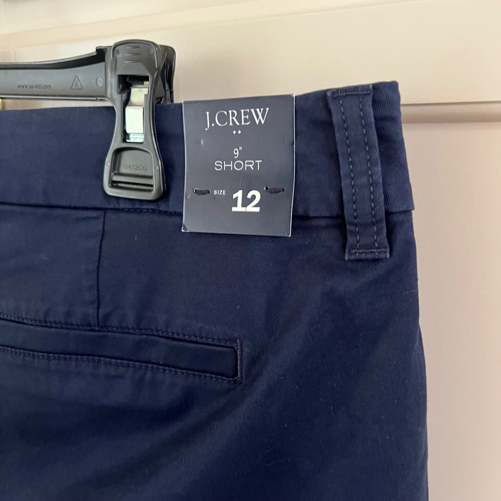 J.Crew Womens 9 Inch Chino Shorts Navy Blue Stretch Cotton Size 12 NEW - Picture 4 of 7